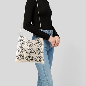 NWOT! Freda Salvador Printed Floral Canvas Tote/Shoe Bag Neutrals Neon Logo